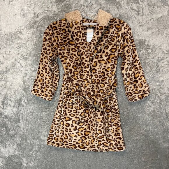 Cuddl Duds Girls Sassy Animal Cheetah Print Soft Cozy Lounge Sleepwear Robe S - Picture 3 of 12